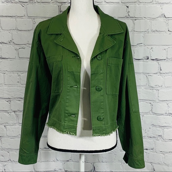 Sanctuary Jackets & Blazers - Sanctuary Frayed Hem Green Jean Jacket Sz med